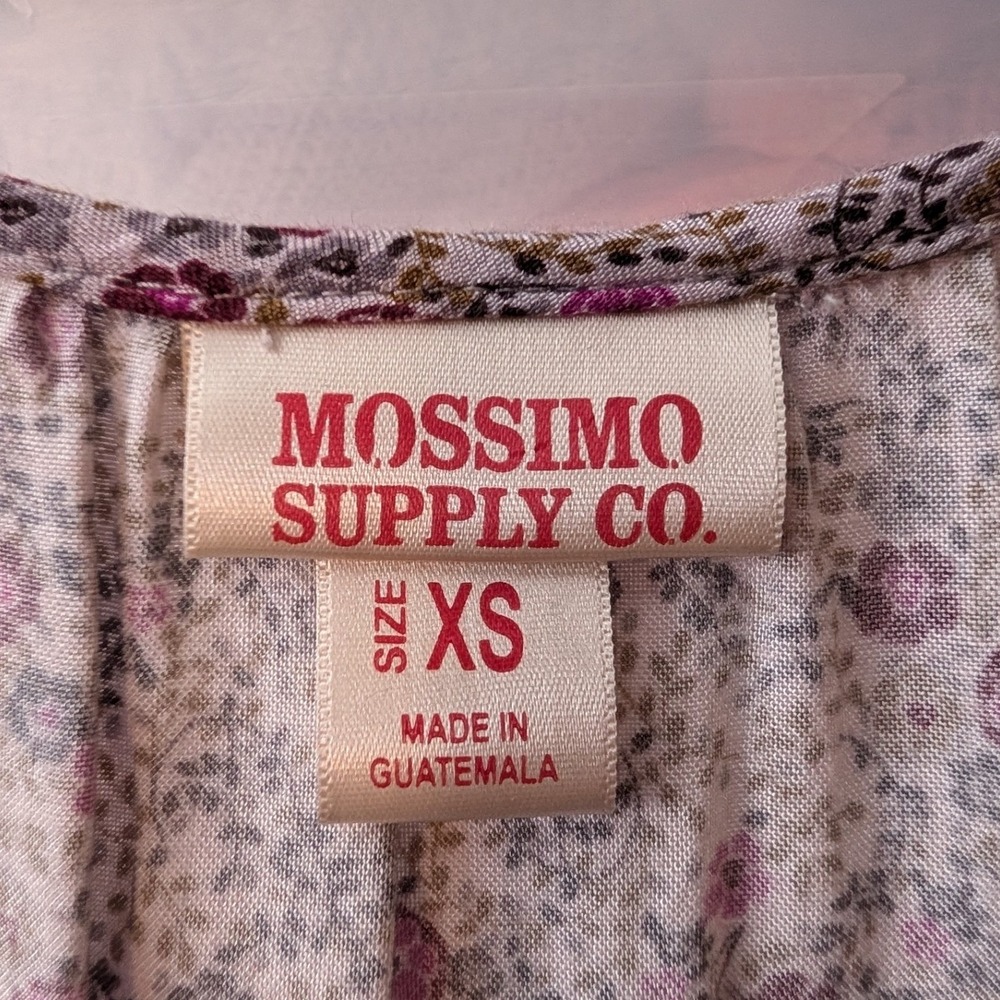 Y2K Mossimo Floral Mini Dress XS Purple Pink Tie Back Boho Feminine Festival - Picture 8 of 14